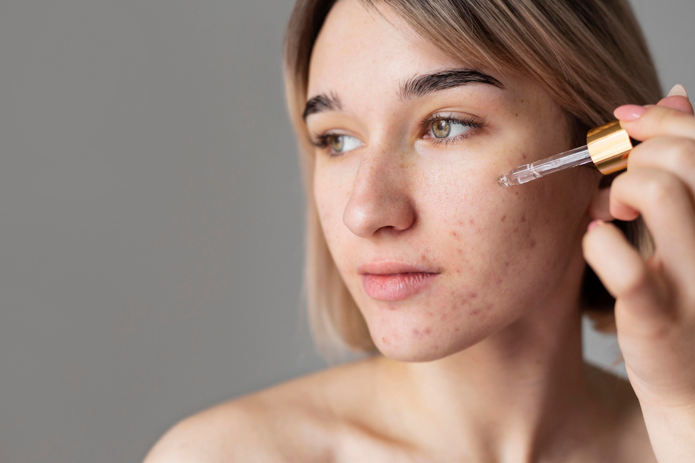 A visual aid differentiating between acne and various other facial blemishes